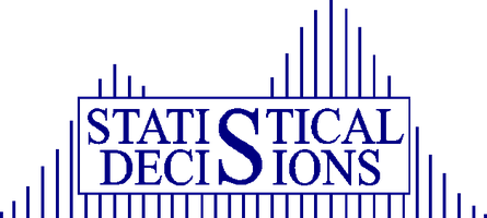 The earlier Statistical Decisions logo: the words Statistical Decisions in navy capitals inside a thin rectangular frame, over a row of vertical rules